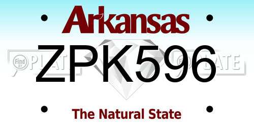 ZPK596 Arkansas License Plate