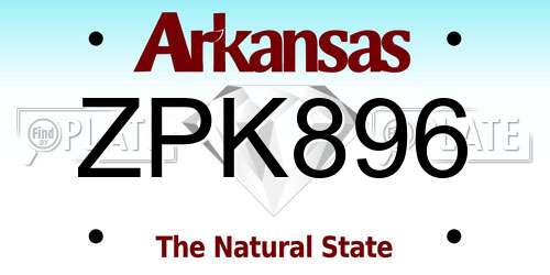 ZPK896 Arkansas License Plate