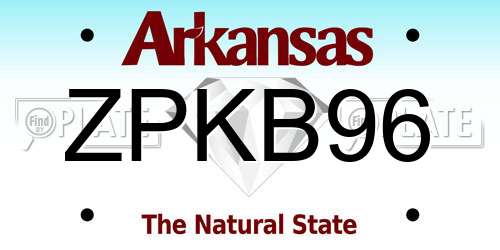 ZPKB96 Arkansas License Plate