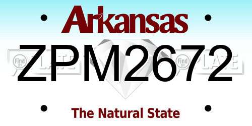 ZPM2672 Arkansas License Plate