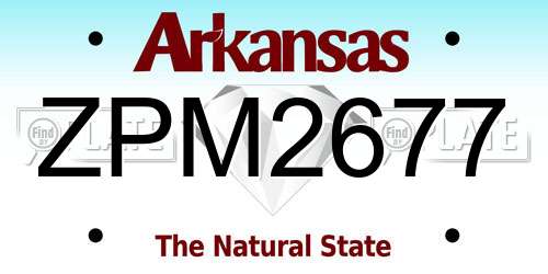 ZPM2677 Arkansas License Plate