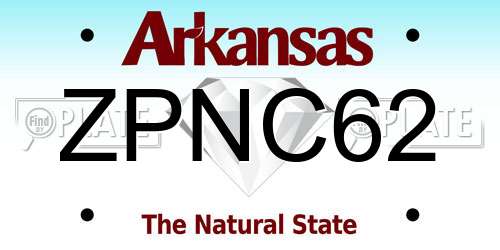 ZPNC62 Arkansas License Plate