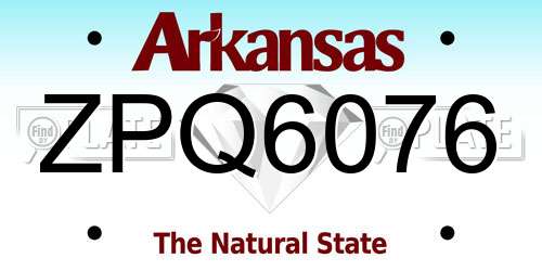 ZPQ6076 Arkansas License Plate