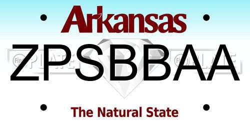 ZPSBBAA Arkansas License Plate