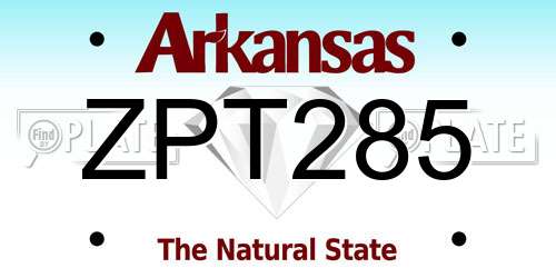 ZPT285 Arkansas License Plate