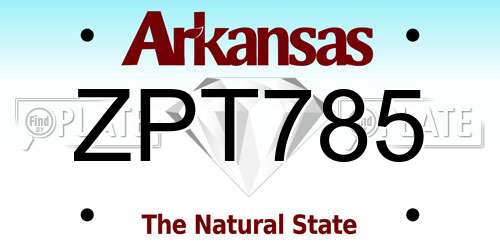 ZPT785 Arkansas License Plate