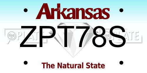 ZPT78S Arkansas License Plate