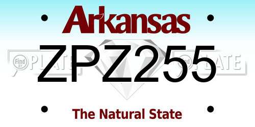 ZPZ255 Arkansas License Plate