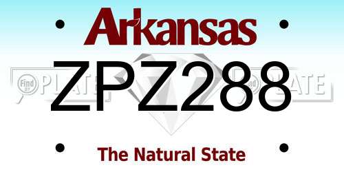 ZPZ288 Arkansas License Plate