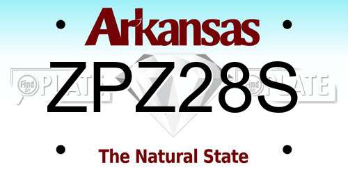 ZPZ28S Arkansas License Plate