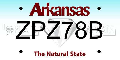 ZPZ78B Arkansas License Plate