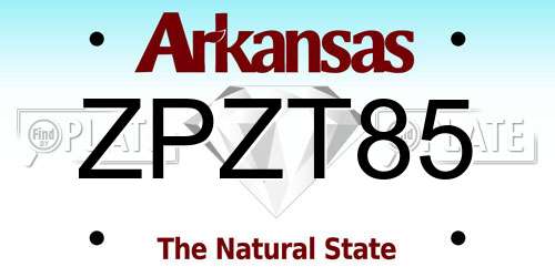 ZPZT85 Arkansas License Plate