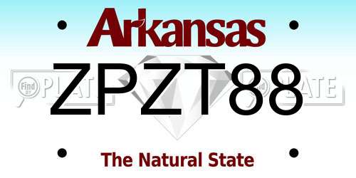 ZPZT88 Arkansas License Plate