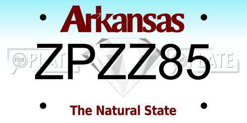 ZPZZ85 Arkansas License Plate