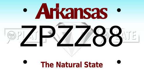 ZPZZ88 Arkansas License Plate