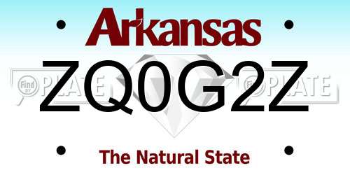 ZQ0G2Z Arkansas License Plate