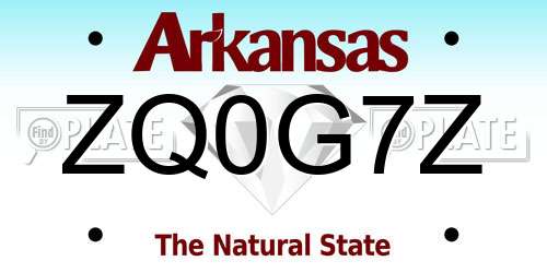 ZQ0G7Z Arkansas License Plate