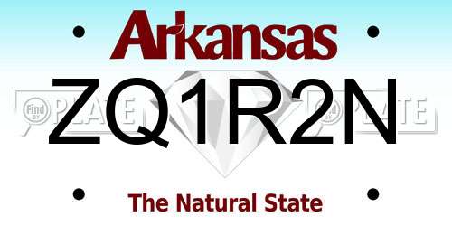 ZQ1R2N Arkansas License Plate