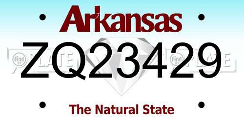 ZQ23429 Arkansas License Plate