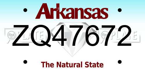 ZQ47672 Arkansas License Plate