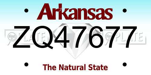 ZQ47677 Arkansas License Plate