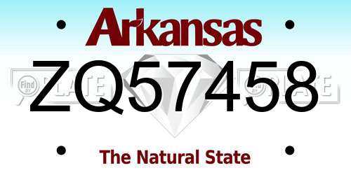 ZQ57458 Arkansas License Plate