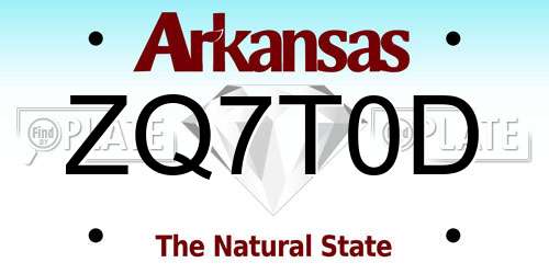 ZQ7T0D Arkansas License Plate