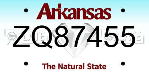 ZQ87455 Arkansas License Plate