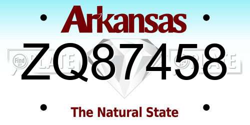 ZQ87458 Arkansas License Plate