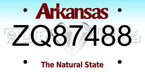 ZQ87488 Arkansas License Plate