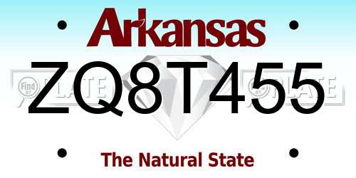 ZQ8T455 Arkansas License Plate