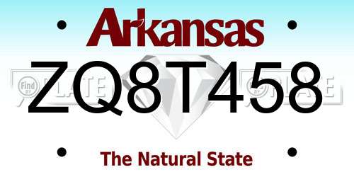 ZQ8T458 Arkansas License Plate