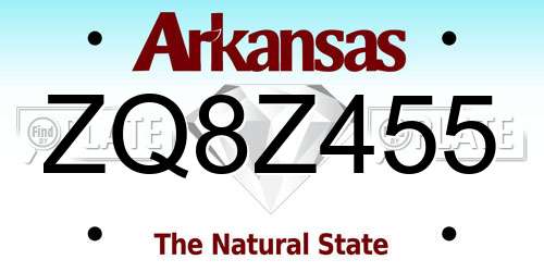 ZQ8Z455 Arkansas License Plate
