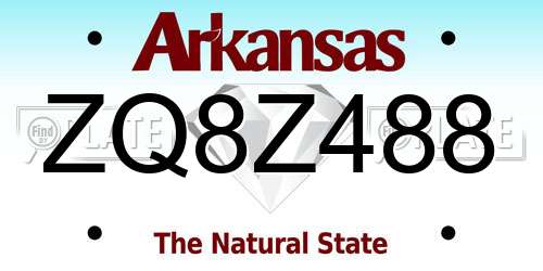 ZQ8Z488 Arkansas License Plate
