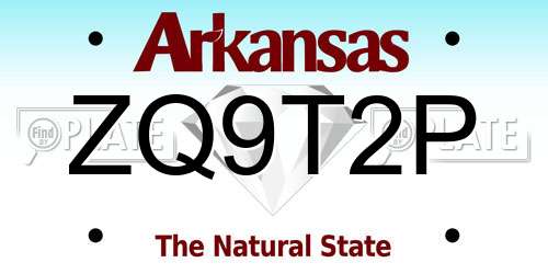ZQ9T2P Arkansas License Plate