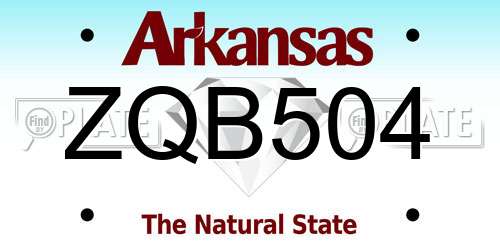 ZQB504 Arkansas License Plate
