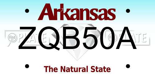 ZQB50A Arkansas License Plate