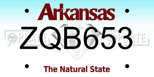 ZQB653 Arkansas License Plate