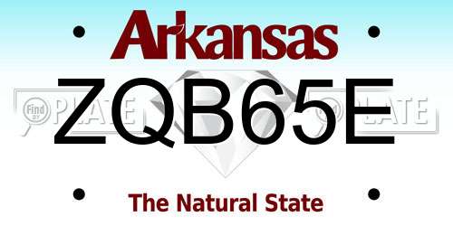 ZQB65E Arkansas License Plate