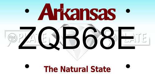 ZQB68E Arkansas License Plate