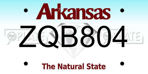 ZQB804 Arkansas License Plate