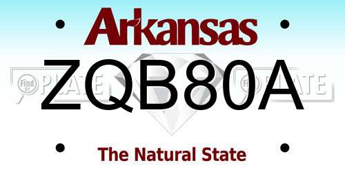 ZQB80A Arkansas License Plate