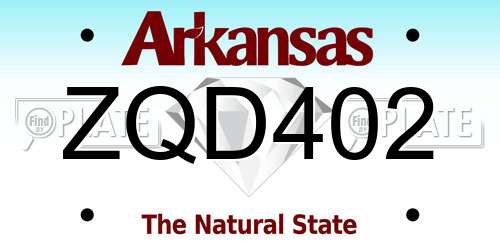 ZQD402 Arkansas License Plate