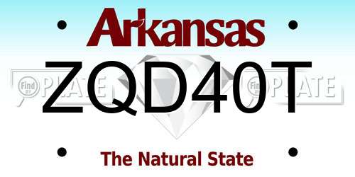 ZQD40T Arkansas License Plate