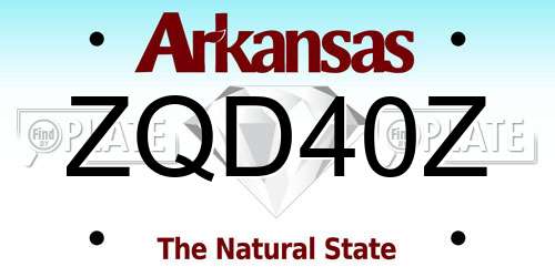 ZQD40Z Arkansas License Plate