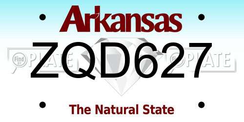 ZQD627 Arkansas License Plate