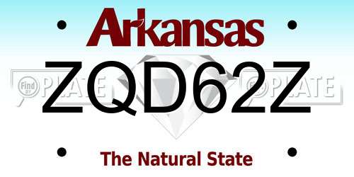 ZQD62Z Arkansas License Plate