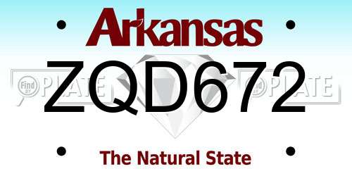ZQD672 Arkansas License Plate