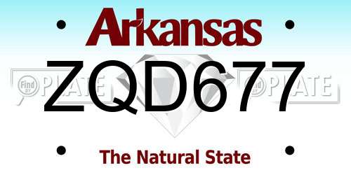 ZQD677 Arkansas License Plate