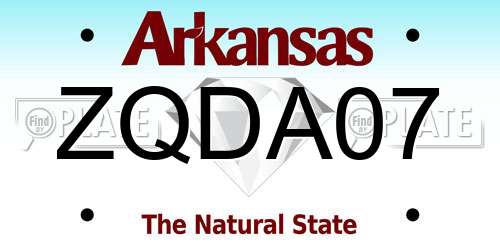 ZQDA07 Arkansas License Plate